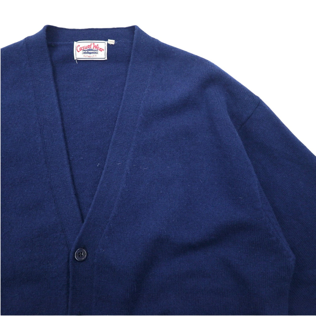 Anni '90 JACK MORGAN CASUAL WEAR Cardigan in maglia di lana d'agnello M Blu Marino Lana