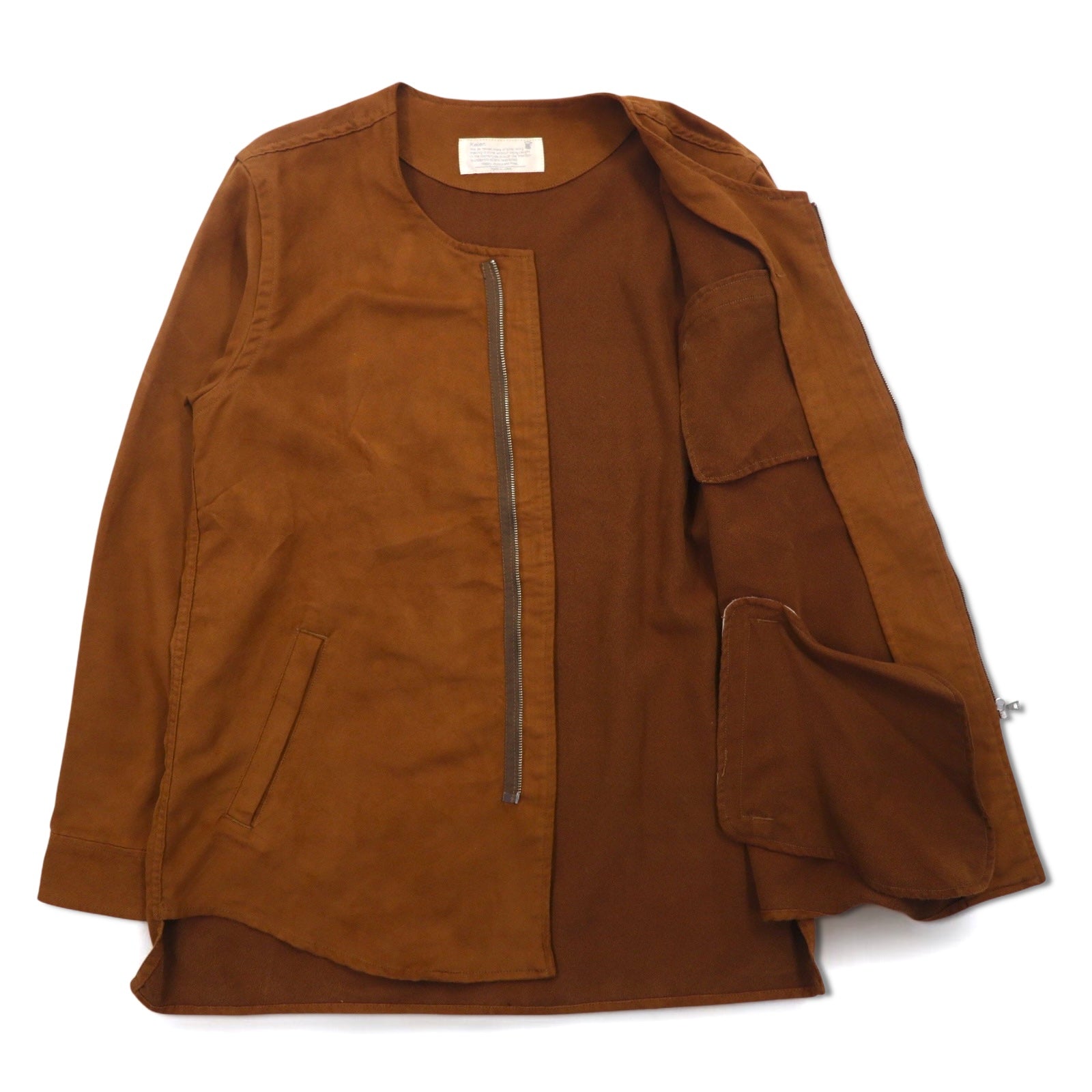 Kelen Giacca a collo coreana in finta pelle scamosciata L marrone FAKE SUEDE NO COLLAR ZIP UP SHIRT TAUPO KL16WSH74 Fabbricato in Giappone