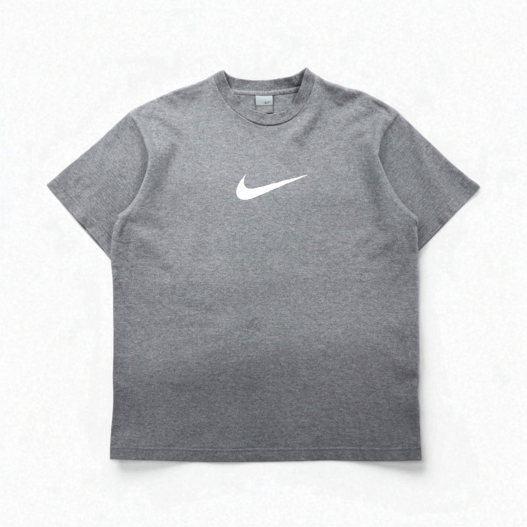 NIKE anni 2000 Center Swoosh T-shirt pesante XL grigio cotone