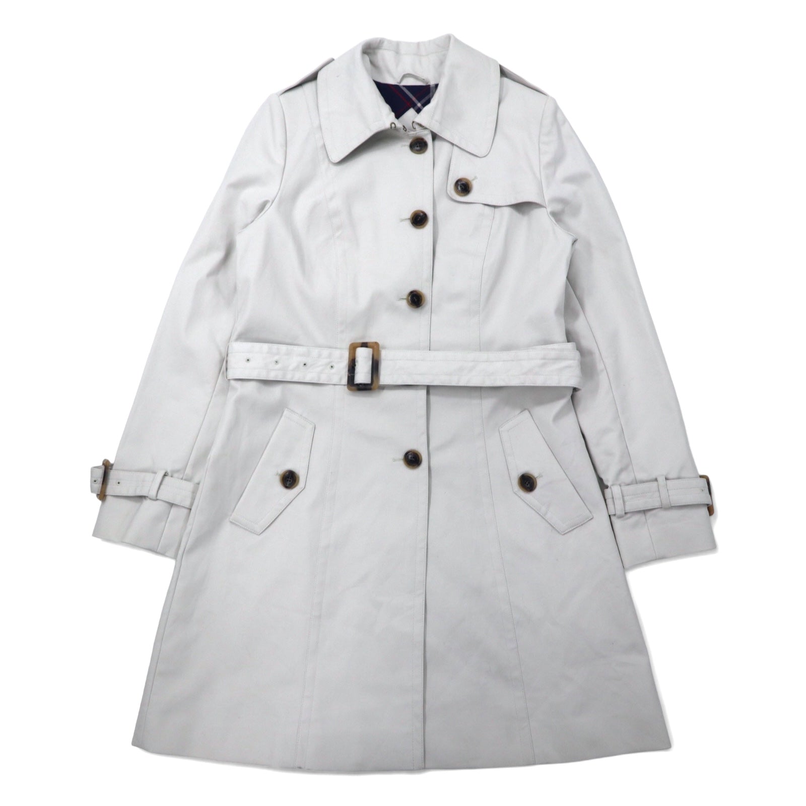 PENDLETON Trench, bianco, in cotone, con cintura, taglia 10
