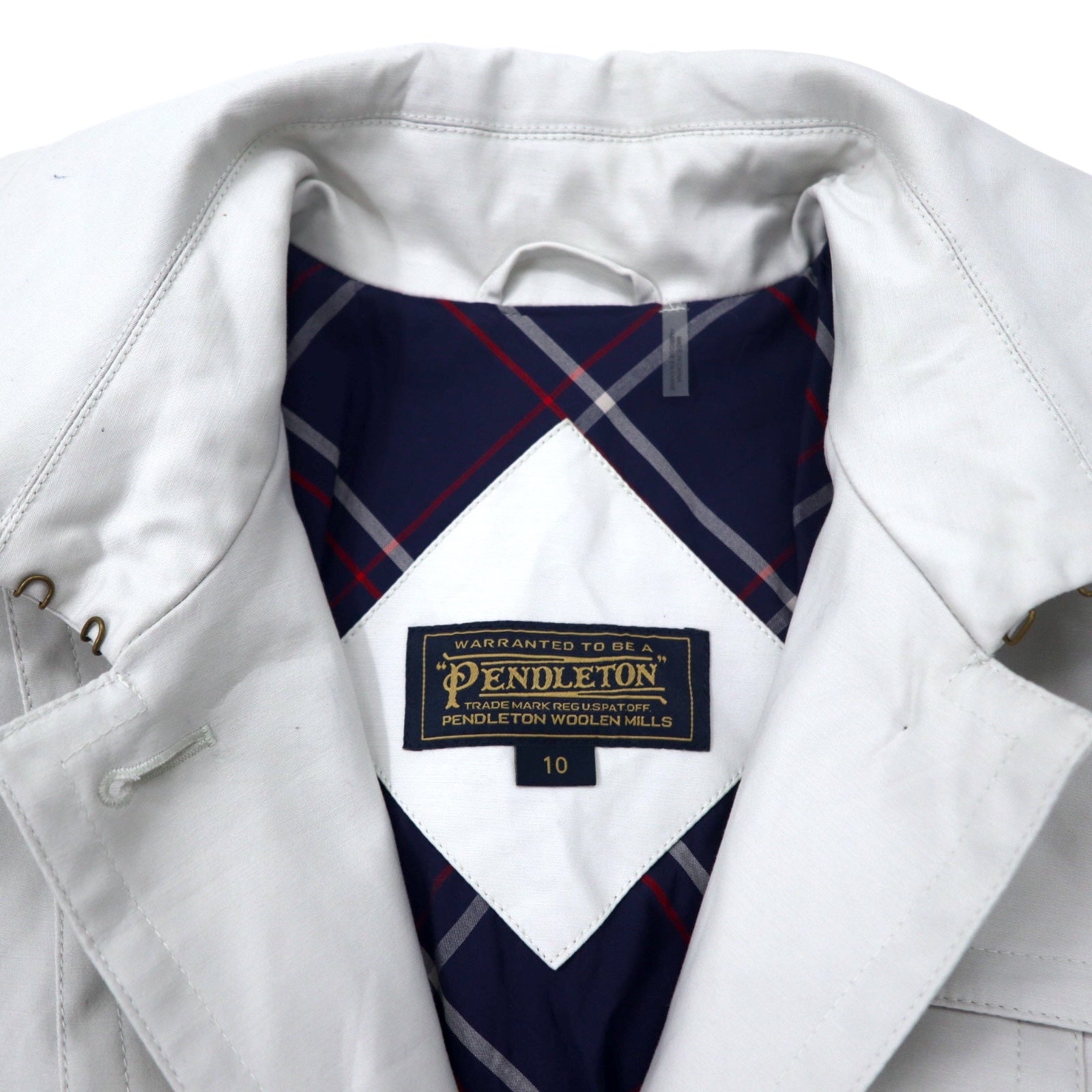 PENDLETON Trench, bianco, in cotone, con cintura, taglia 10