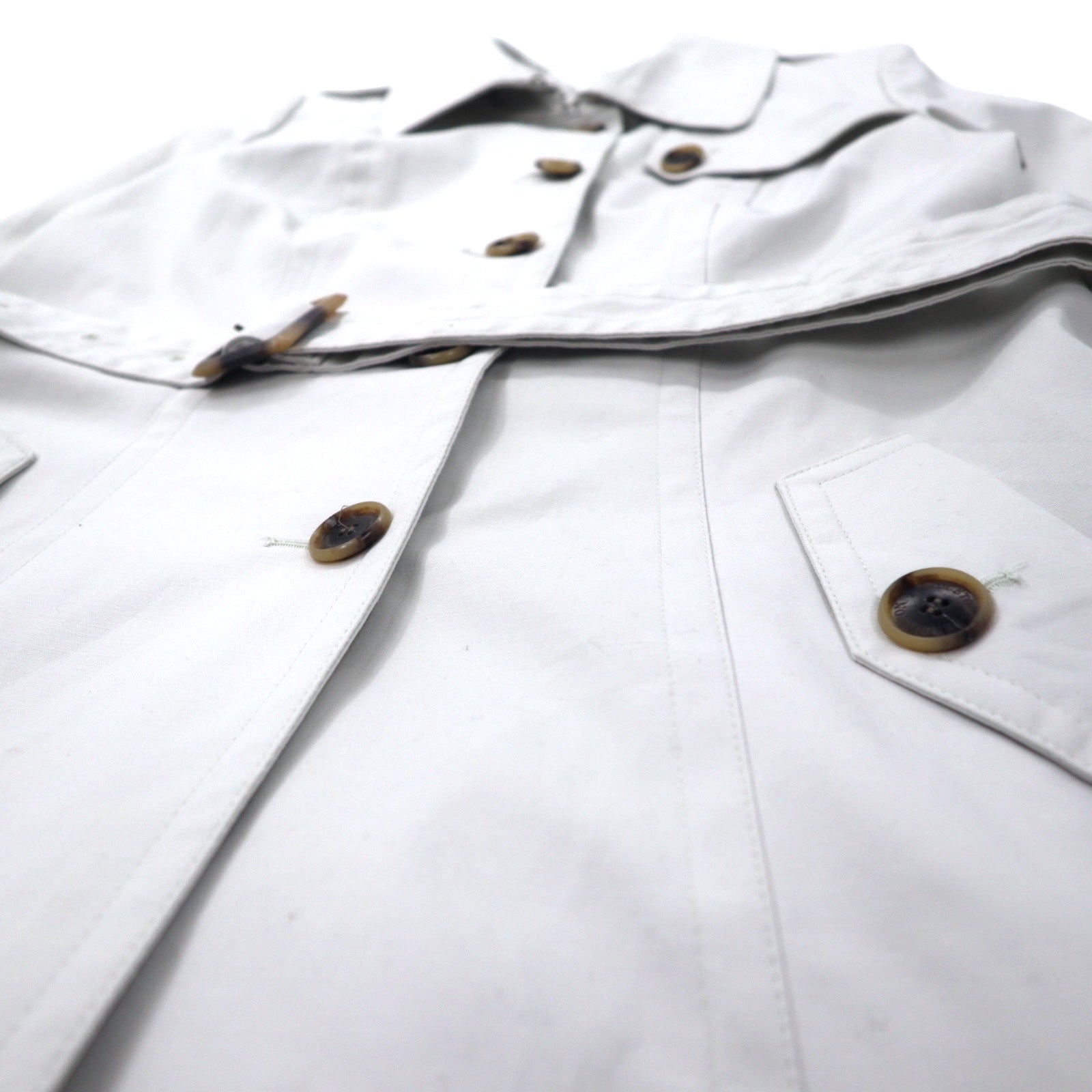PENDLETON Trench, bianco, in cotone, con cintura, taglia 10