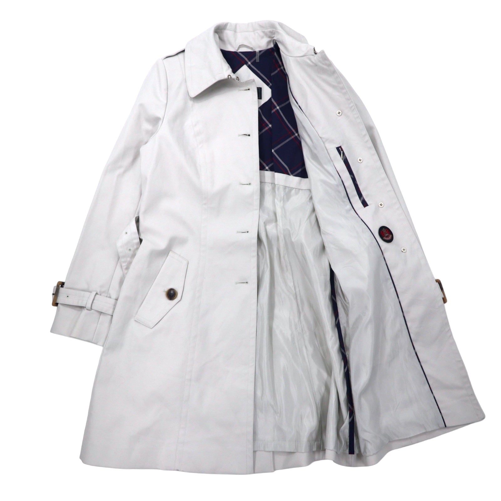 PENDLETON Trench, bianco, in cotone, con cintura, taglia 10