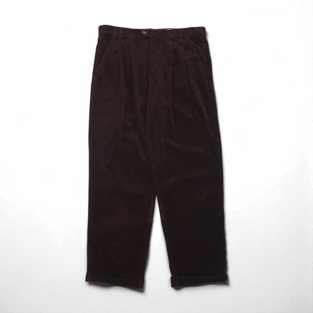 Eddie Bauer 90年代 2タック ワイド コーデュロイパンツ スラックス XL ブラウン 太畝 ダブルカフス