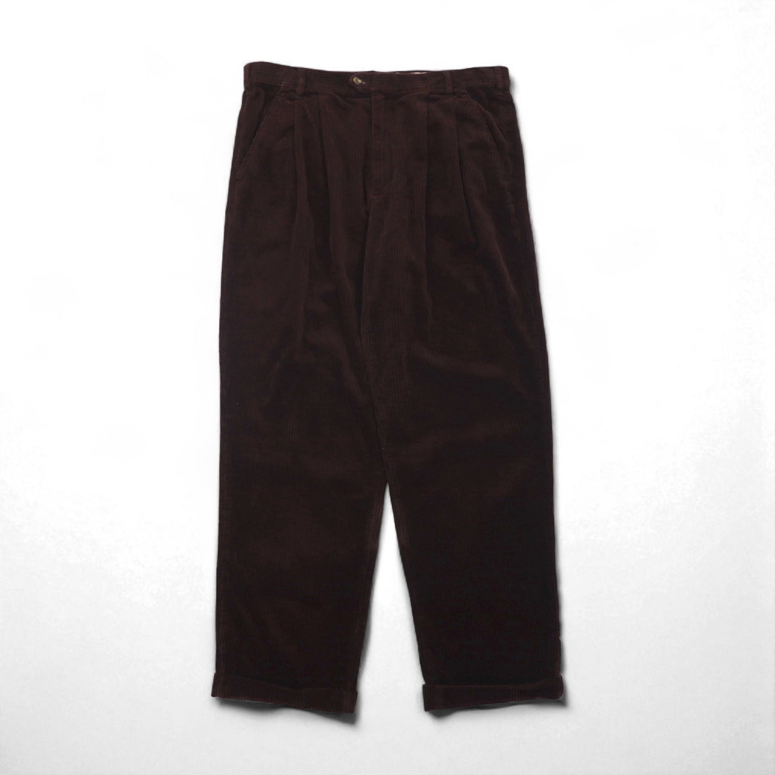 Eddie Bauer 90年代 2タック ワイド コーデュロイパンツ スラックス XL ブラウン 太畝 ダブルカフス