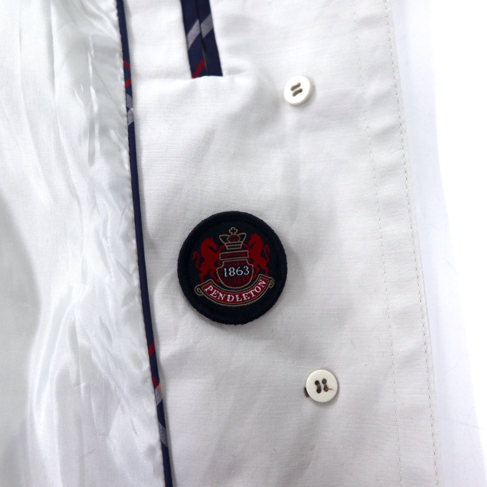 PENDLETON Trench, bianco, in cotone, con cintura, taglia 10