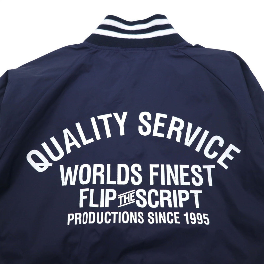 Flip The Script リブライン スタジャン M ネイビー ナイロン バックロゴプリント