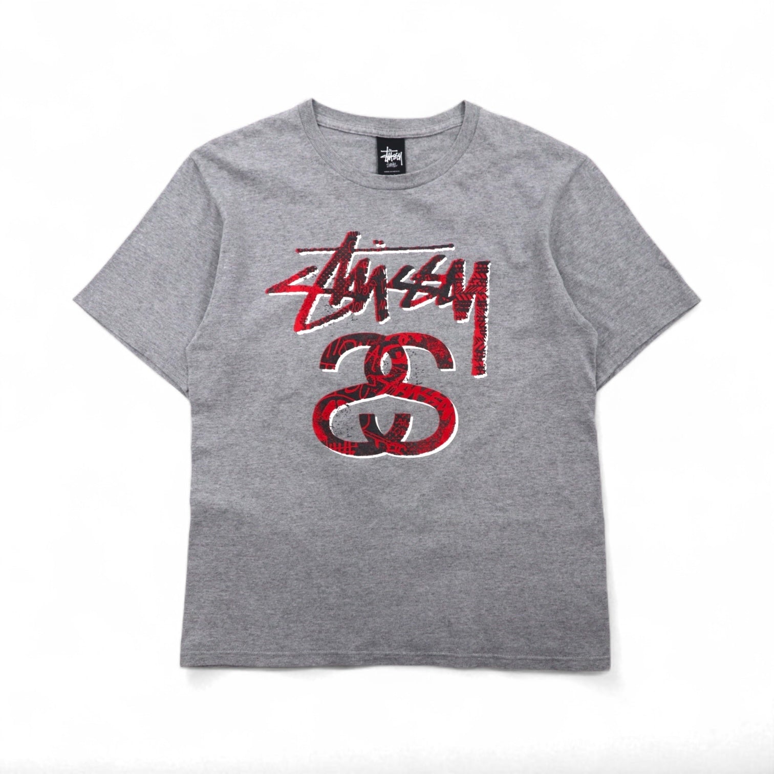 STUSSY シャネルロゴ プリント Tシャツ S グレー コットン メキシコ製