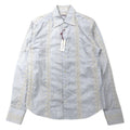 RONSON Camicia elegante ricamata a fiori 41 bianca a righe in cotone, made in Italy, nuova con etichette