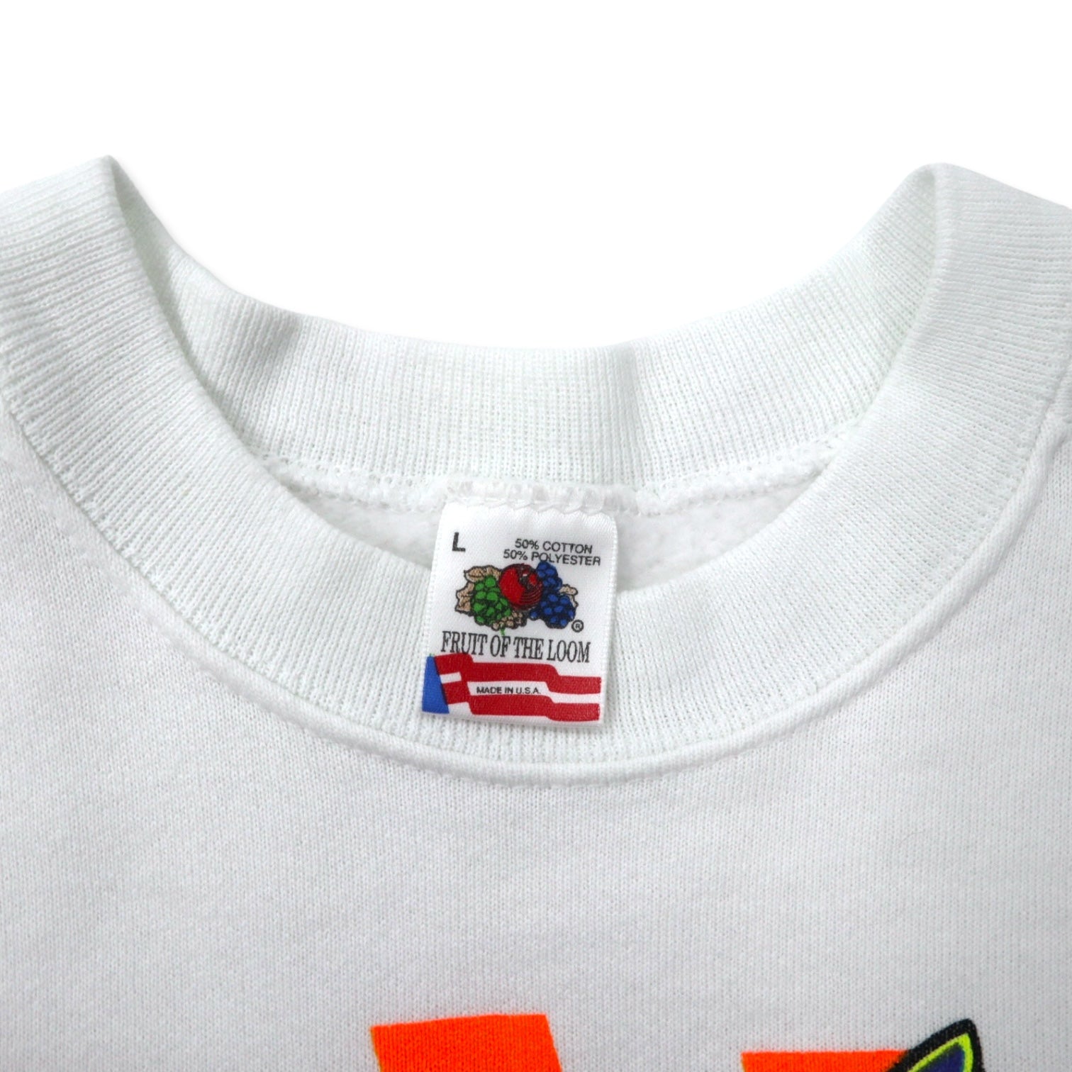 FRUIT OF THE LOOM USA 90s Auto da corsa Stampa Felpa L Bianco Cotone Interno garzato ARIZONA SPORT SHIRTS