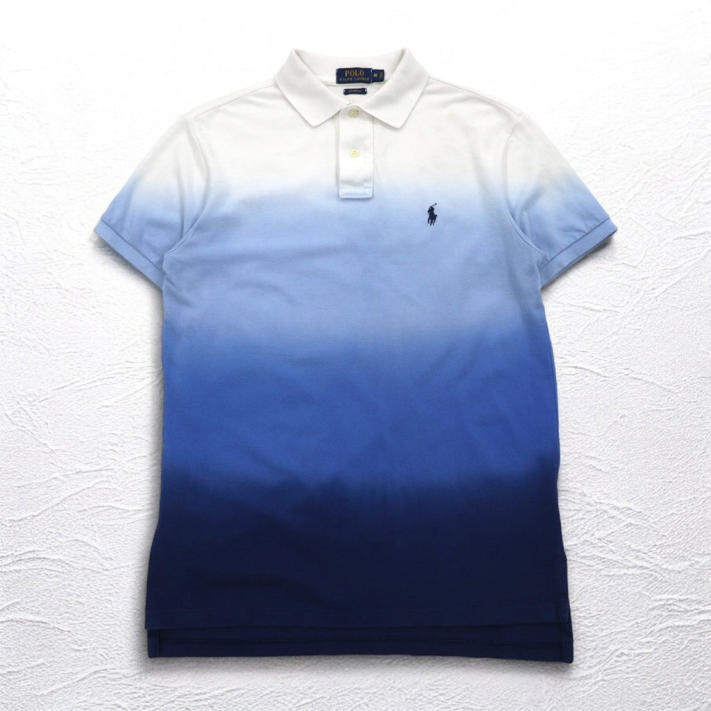 POLO RALPH LAUREN グラデーション カラー ポロシャツ M ホワイト ブルー コットン スモールポニー刺繍