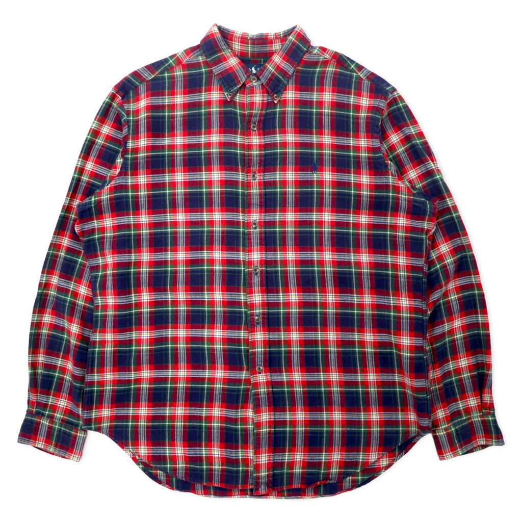 Ralph Lauren Camicia in flanella button-down XL Rosso a quadri Cotone CLASSIC FIT con ricamo piccolo pony