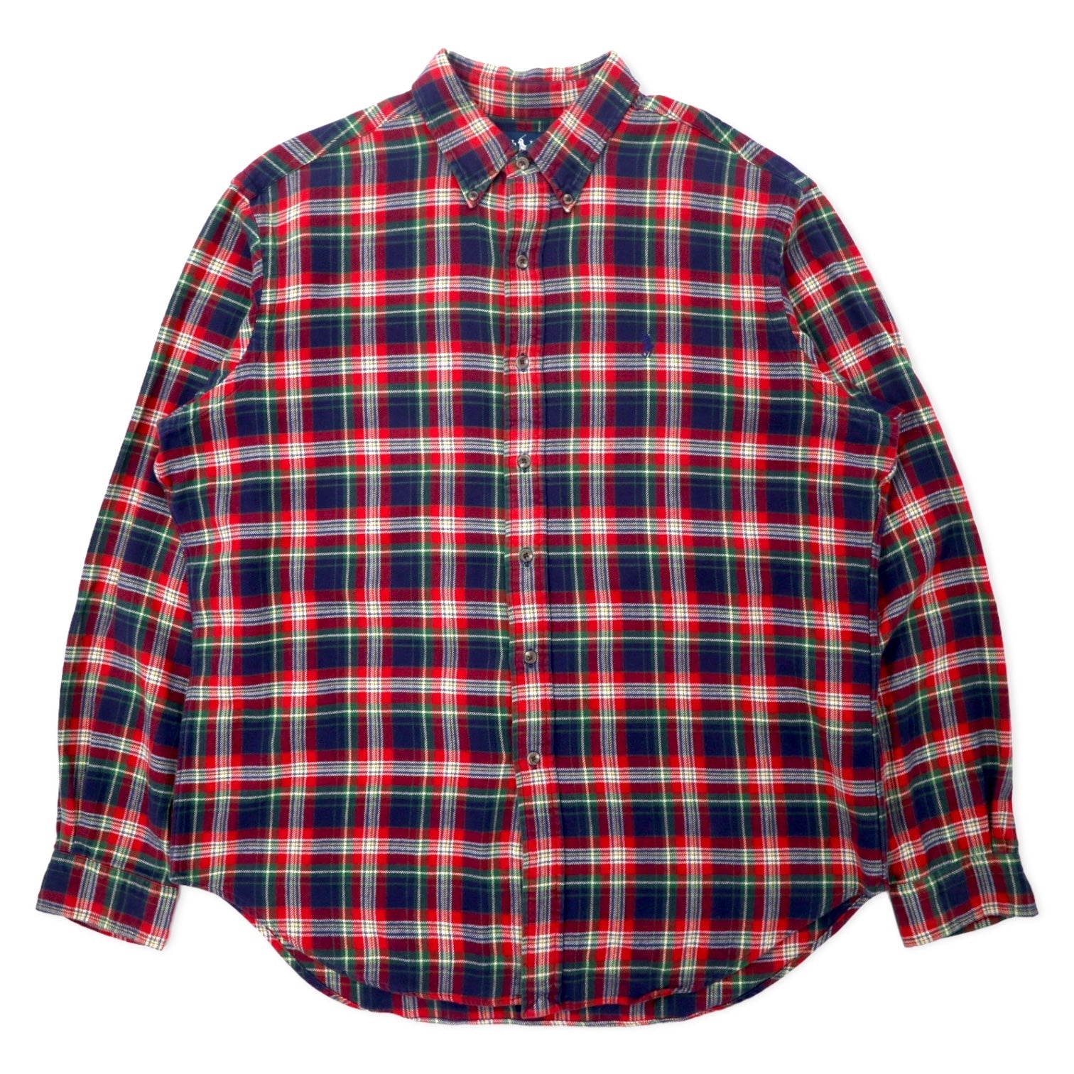 Ralph Lauren Camicia in flanella button-down XL Rosso a quadri Cotone CLASSIC FIT con ricamo piccolo pony