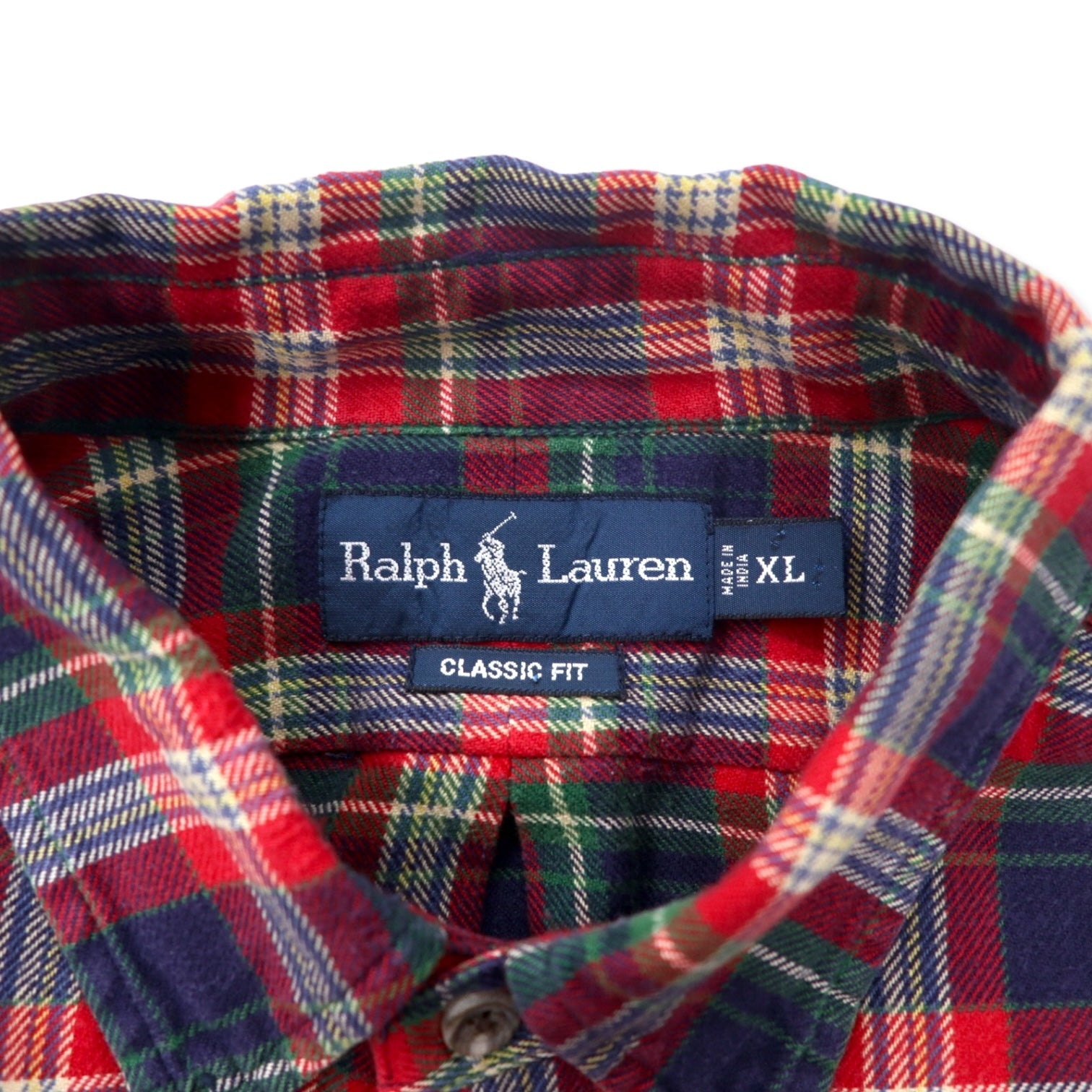 Ralph Lauren Camicia in flanella button-down XL Rosso a quadri Cotone CLASSIC FIT con ricamo piccolo pony