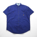 CHAPS RALPH LAUREN 90年代 半袖 ボタンダウン ワーク シャツ L ブルー コットン ダブルポケット