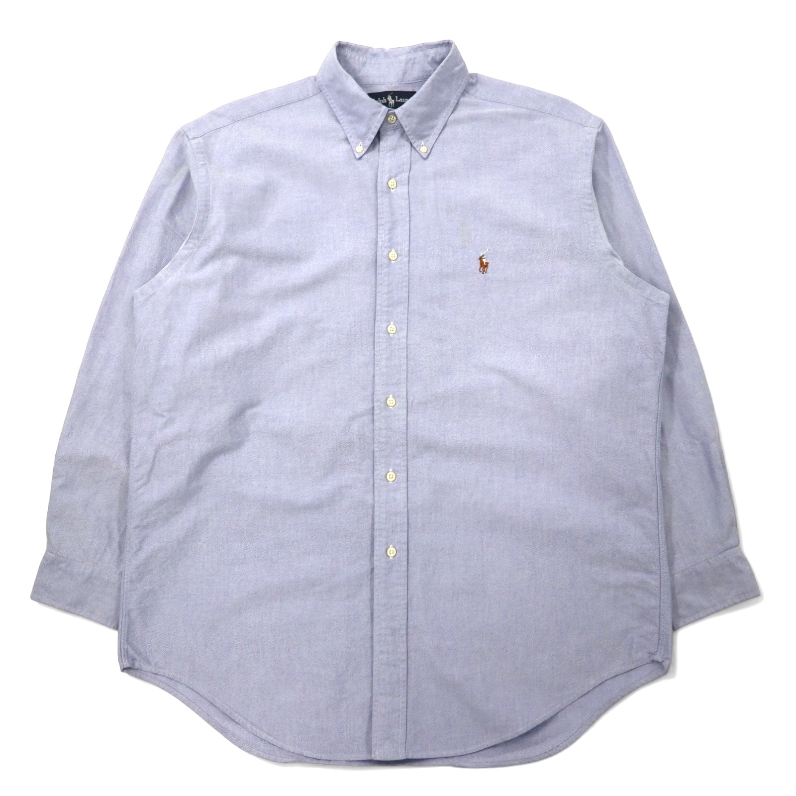 RALPH LAUREN anni '90 camicia Oxford button-down 16-33 blu cotone YARMOUTH pony piccolo ricamato