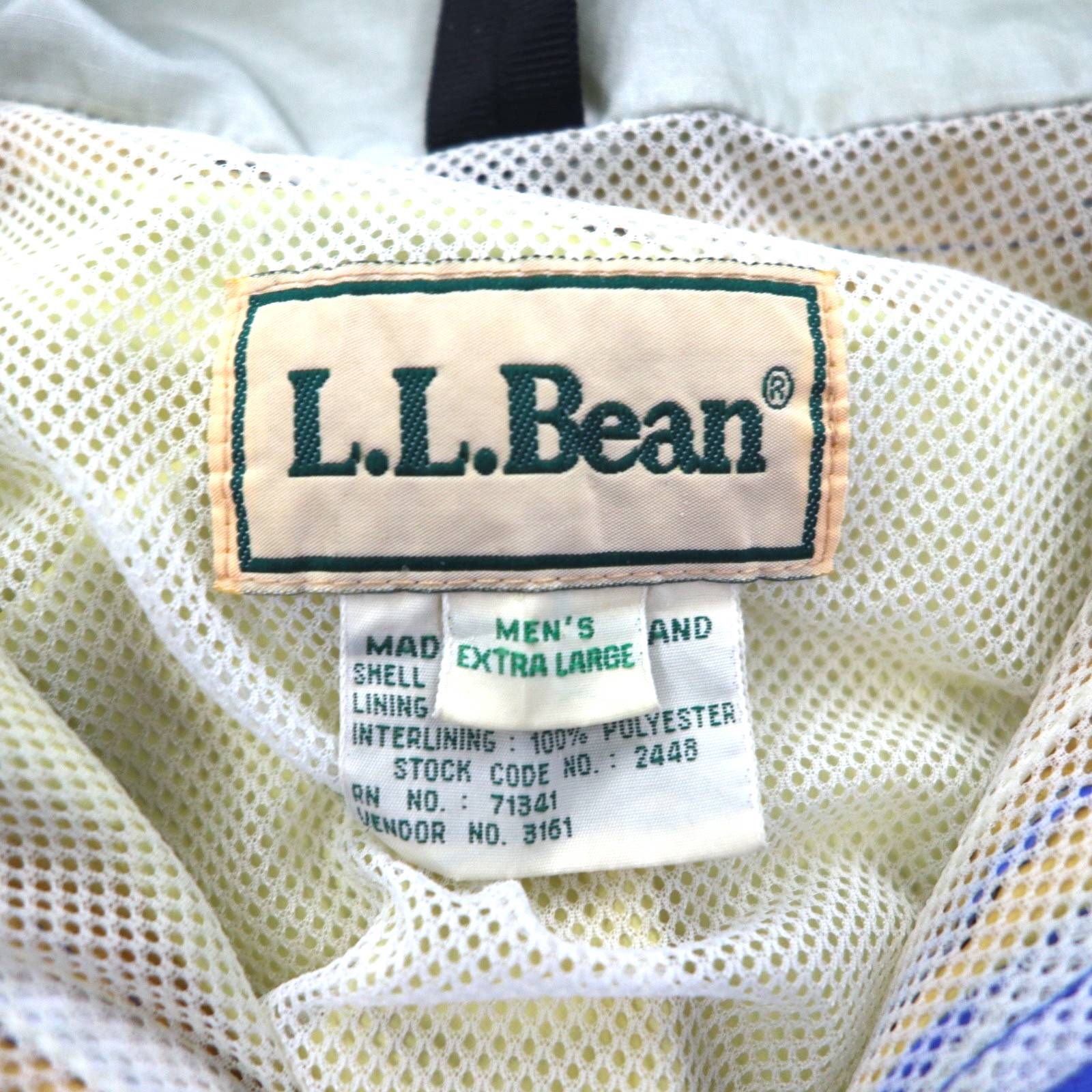 L.L.Bean anni '90 GORE-TEX Shell Mountain Parka Rain Parka XL Blu Nylon Impermeabile Fodera in mesh Coulisse 2448