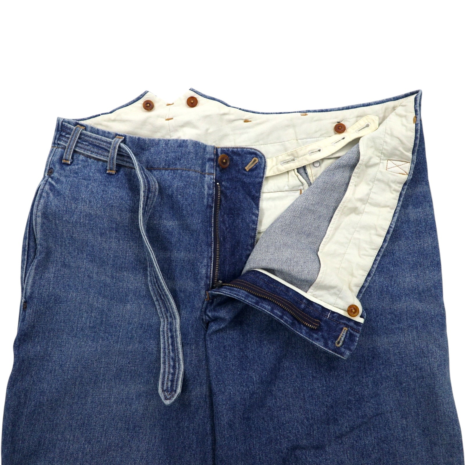 KHOKI Pantaloni a portafoglio 22AW Wrap Trousers Pantaloni in denim 1 Blu Cotone Prodotto in Giappone 22sw-p-05