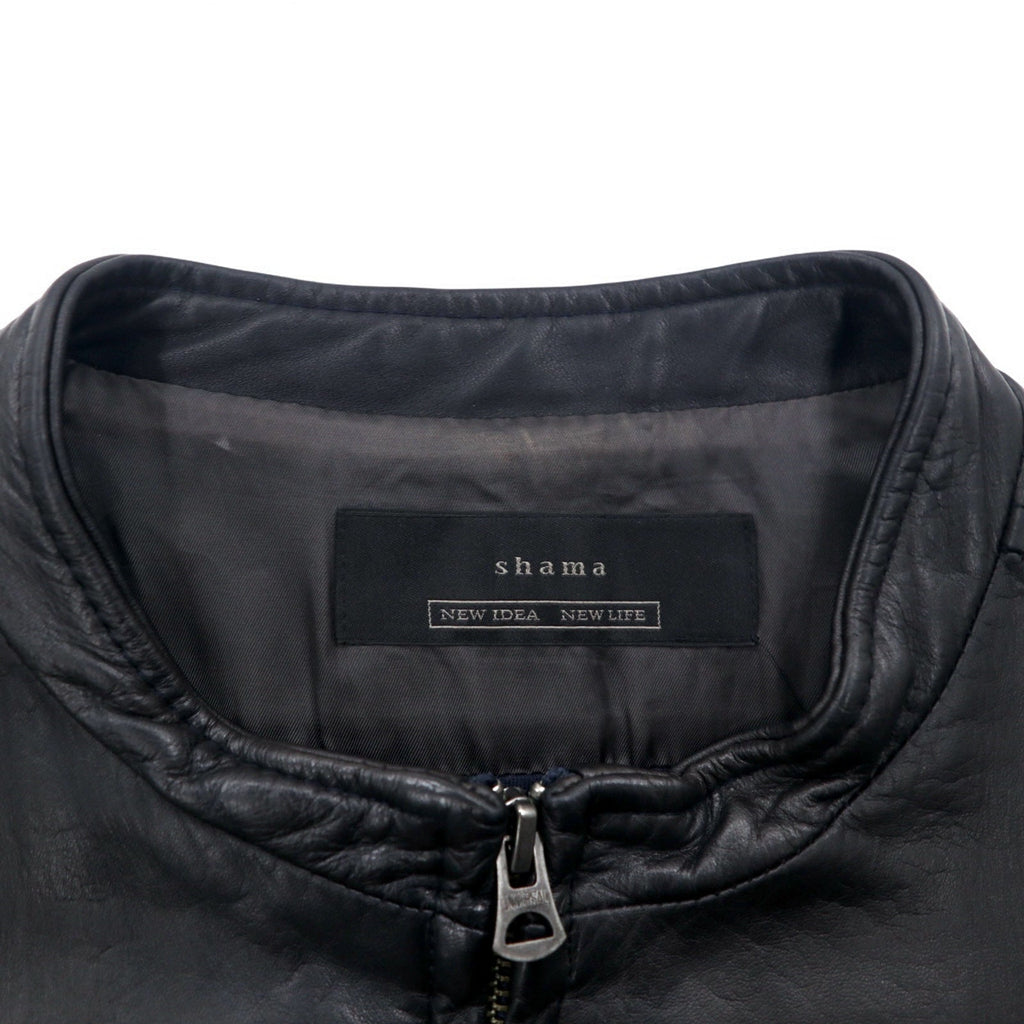 shama ダブルジップ シングル ライダースジャケット M ブラック 牛革 レザー SMNU-SR1 日本製