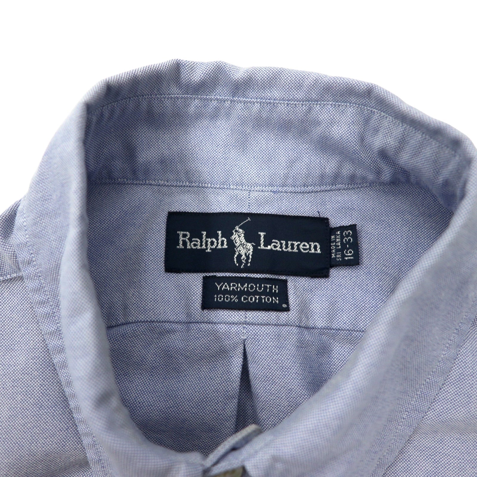 RALPH LAUREN anni '90 camicia Oxford button-down 16-33 blu cotone YARMOUTH pony piccolo ricamato