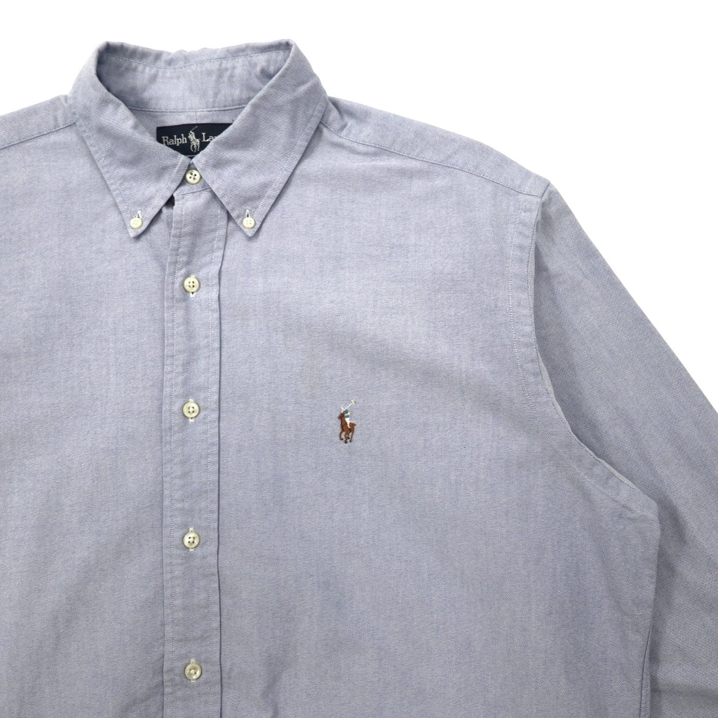 RALPH LAUREN 90年代 オックスフォード ボタンダウンシャツ 16-33 ブルー コットン YARMOUTH スモールポニー 刺繍