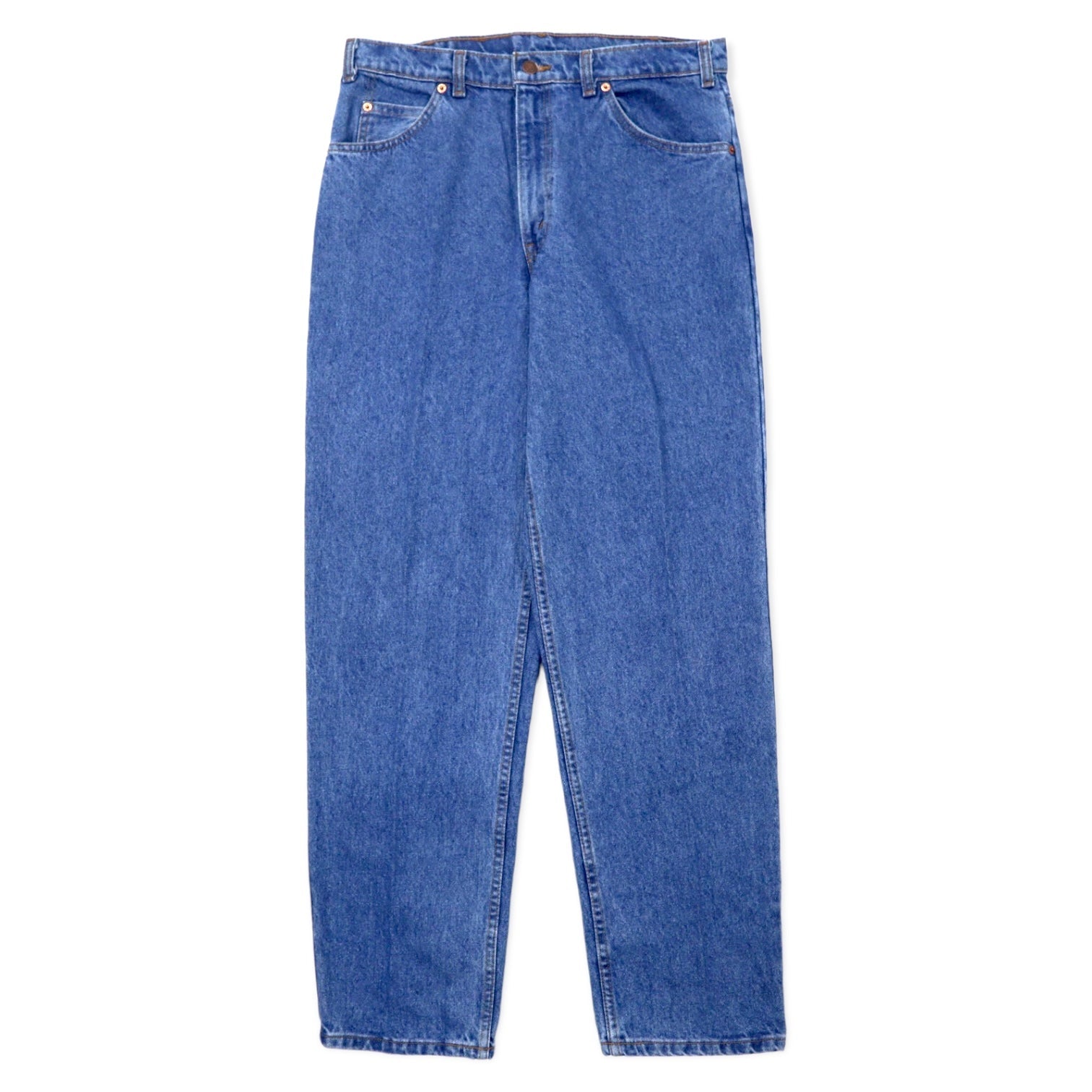 Levi's made in Canada anni '90 etichetta arancione 634 pantaloni in denim affusolati a sacchetto 34 blu cotone cerniera sulla patta bottone retro 212
