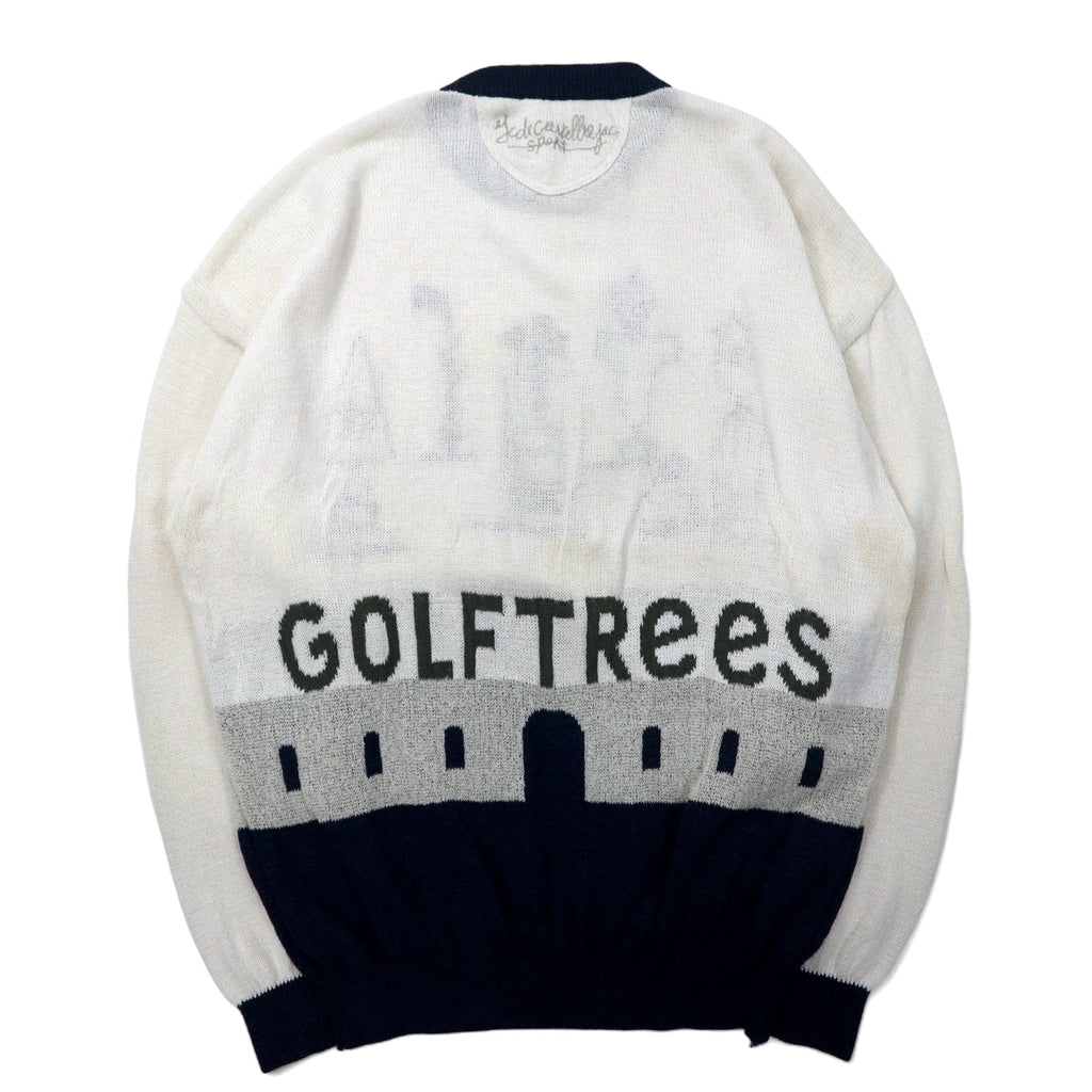 Castelbajac sport anni '90 GOLF CLUB Maglione in cotone lavorato a maglia taglia 4 Bianco Misto rayon Fatto in Giappone