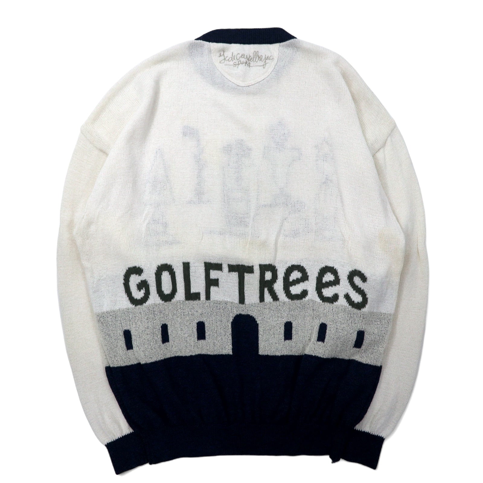 Castelbajac sport anni '90 GOLF CLUB Maglione in cotone lavorato a maglia taglia 4 Bianco Misto rayon Fatto in Giappone