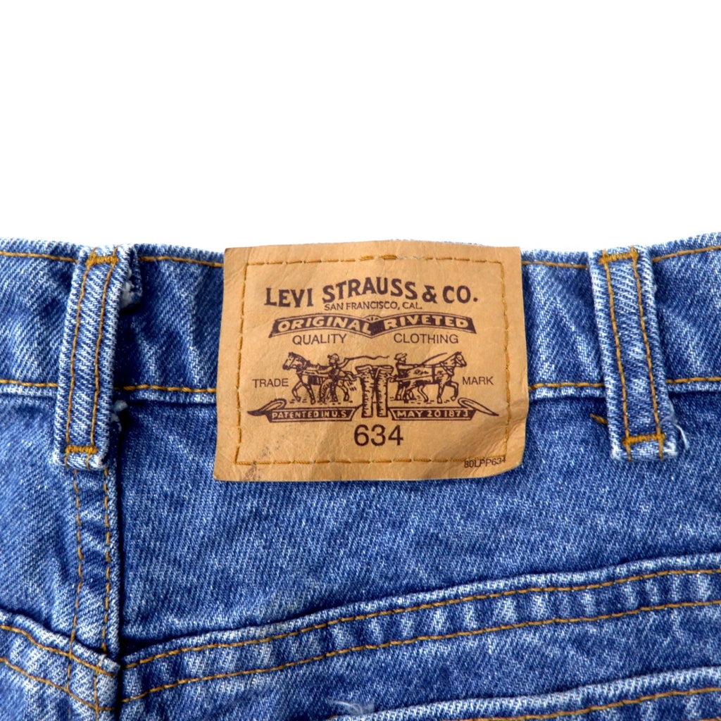 Levi's made in Canada anni '90 etichetta arancione 634 pantaloni in denim affusolati a sacchetto 34 blu cotone cerniera sulla patta bottone retro 212