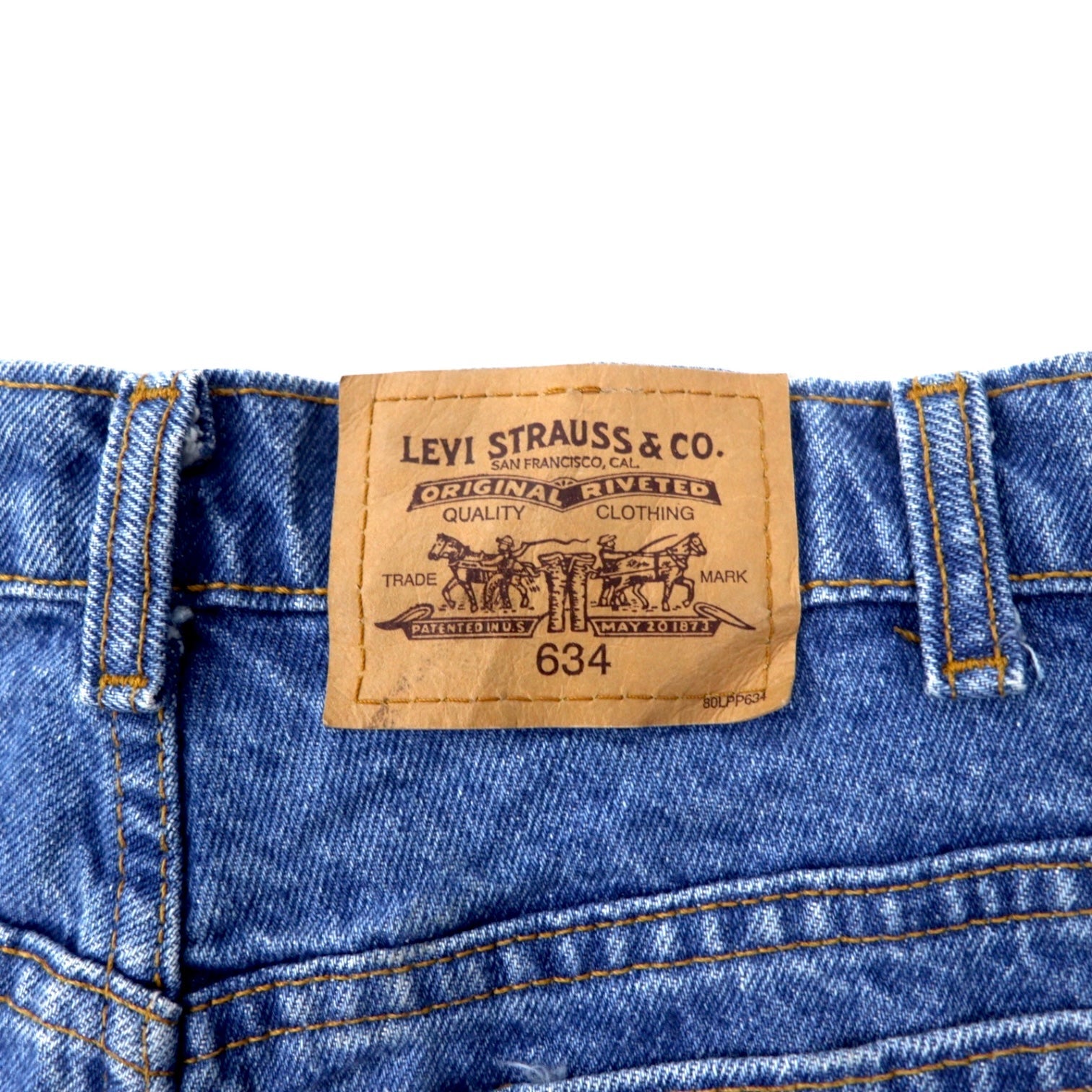 Levi's made in Canada anni '90 etichetta arancione 634 pantaloni in denim affusolati a sacchetto 34 blu cotone cerniera sulla patta bottone retro 212