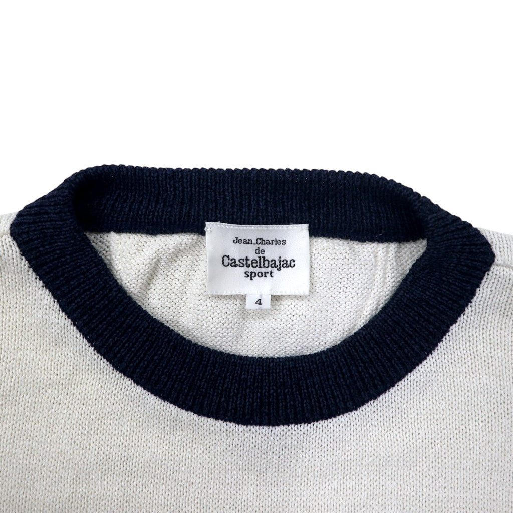 Castelbajac sport anni '90 GOLF CLUB Maglione in cotone lavorato a maglia taglia 4 Bianco Misto rayon Fatto in Giappone