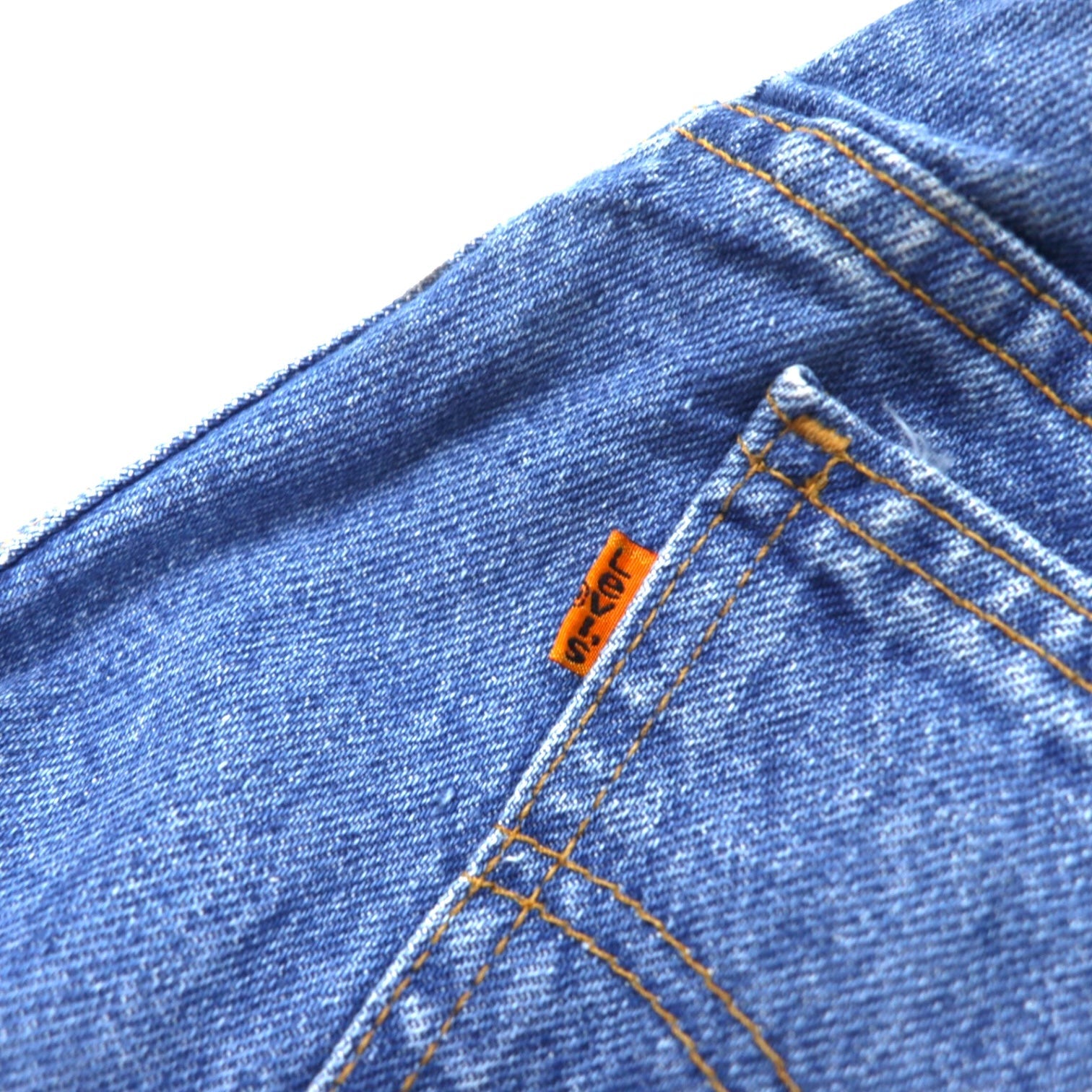 Levi's made in Canada anni '90 etichetta arancione 634 pantaloni in denim affusolati a sacchetto 34 blu cotone cerniera sulla patta bottone retro 212