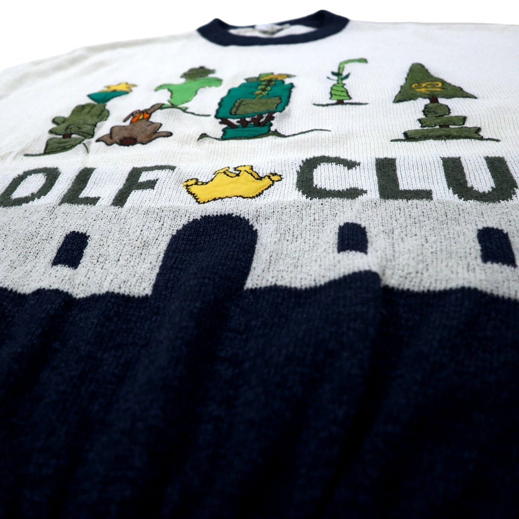 Castelbajac sport anni '90 GOLF CLUB Maglione in cotone lavorato a maglia taglia 4 Bianco Misto rayon Fatto in Giappone