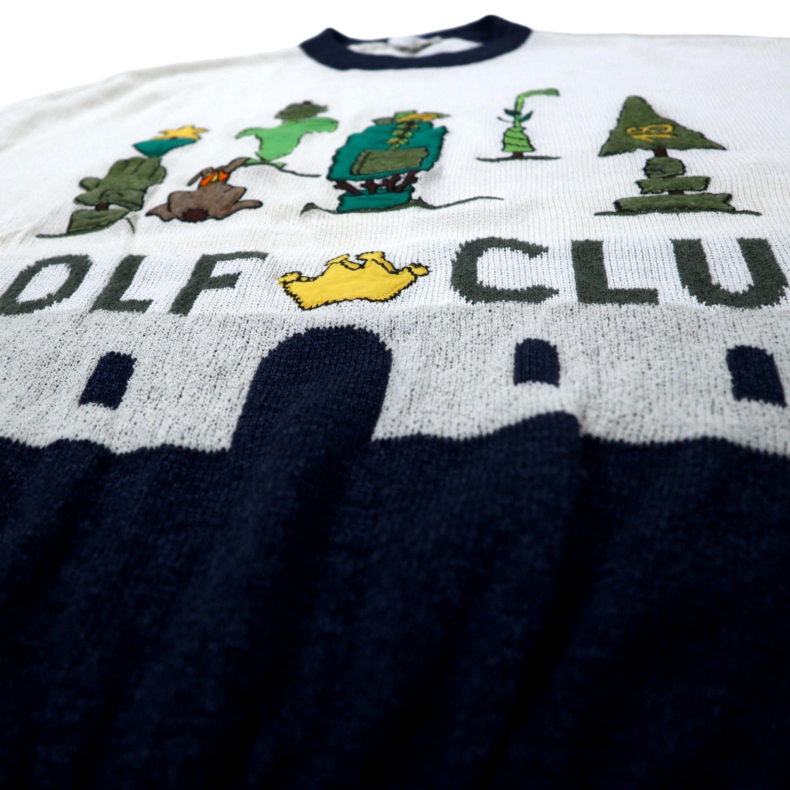 Castelbajac sport anni '90 GOLF CLUB Maglione in cotone lavorato a maglia taglia 4 Bianco Misto rayon Fatto in Giappone