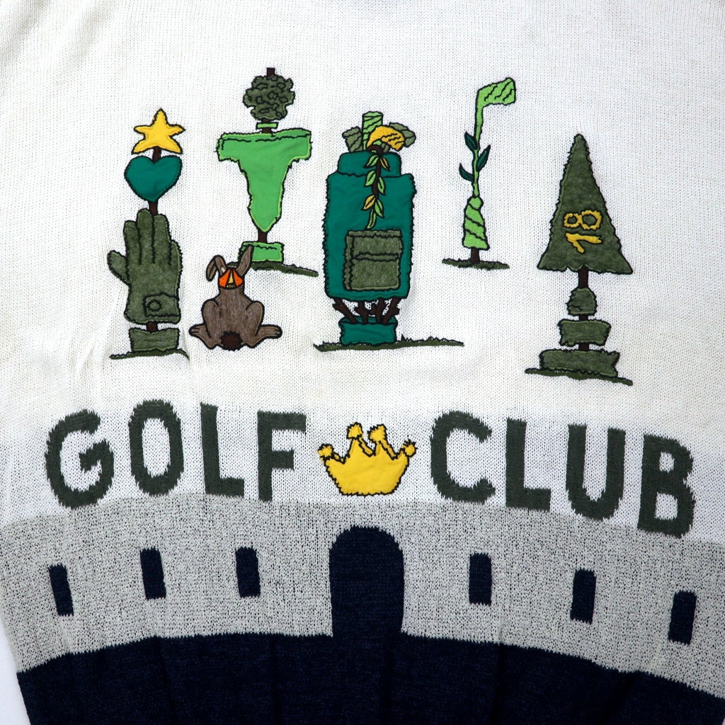 Castelbajac sport anni '90 GOLF CLUB Maglione in cotone lavorato a maglia taglia 4 Bianco Misto rayon Fatto in Giappone