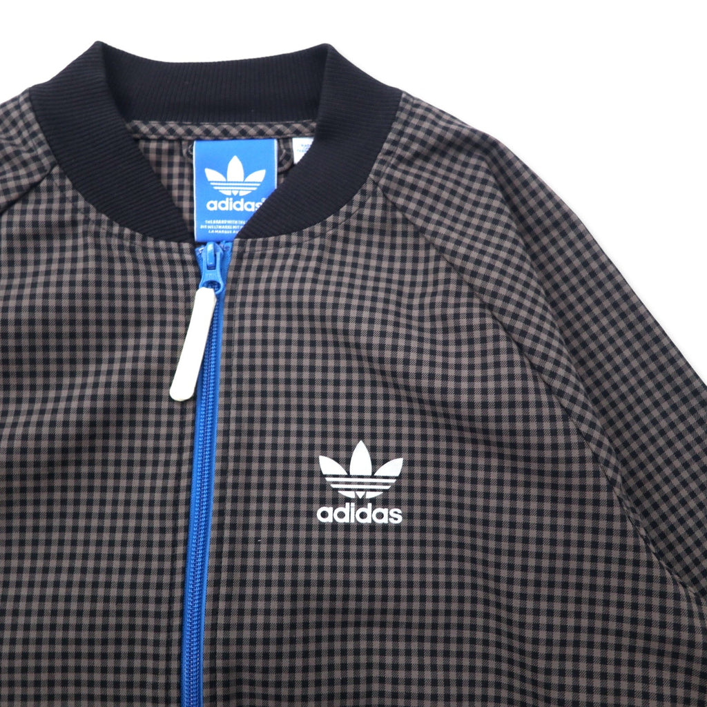 adidas originals トラックジャケット ジャージ S グレー チェック コットン トレフォイルロゴ