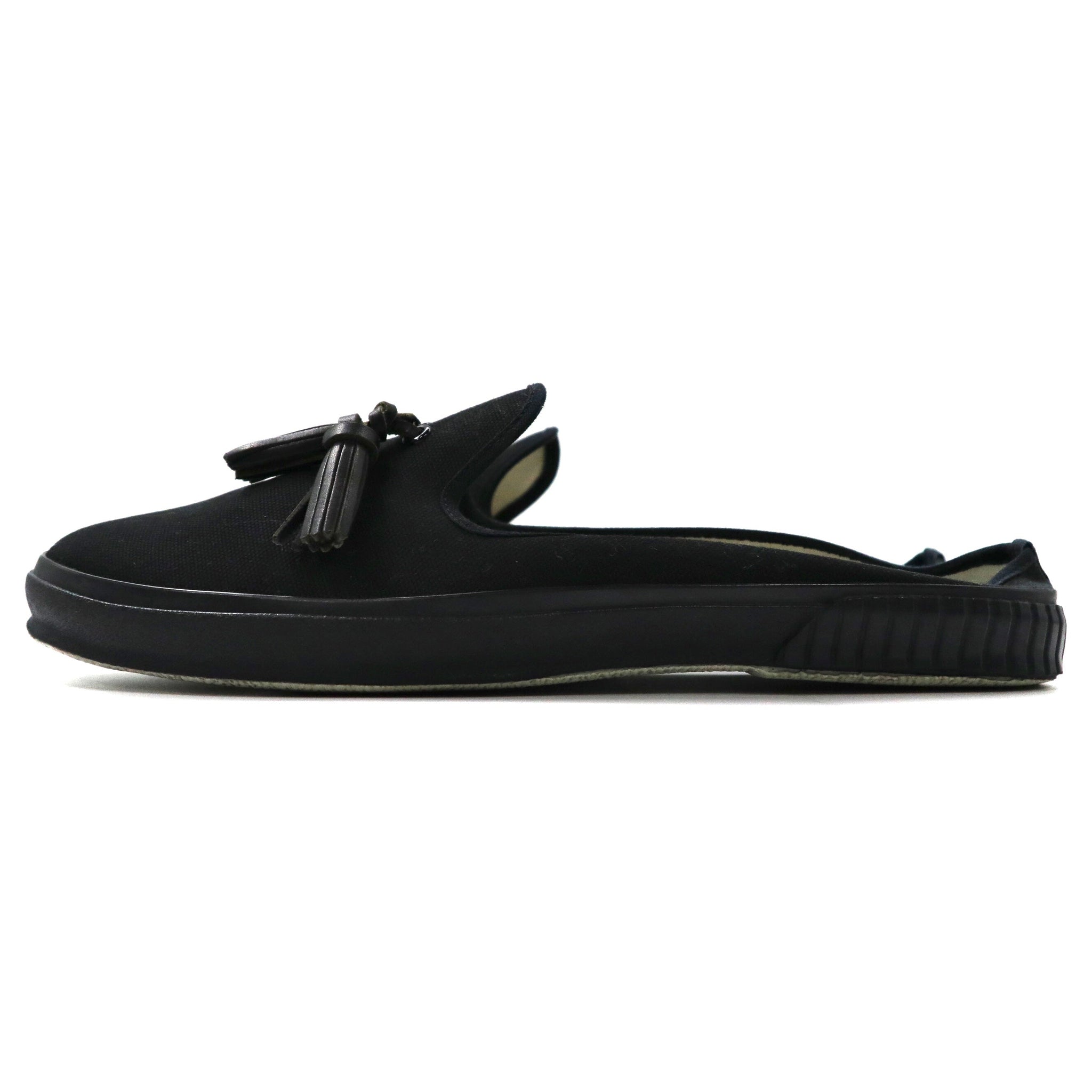Hender Scheme タッセルローファー ミュール 27.5-28cm ブラック キャンバス PARALLEL / PEAK with tassels 8AHR 日本製