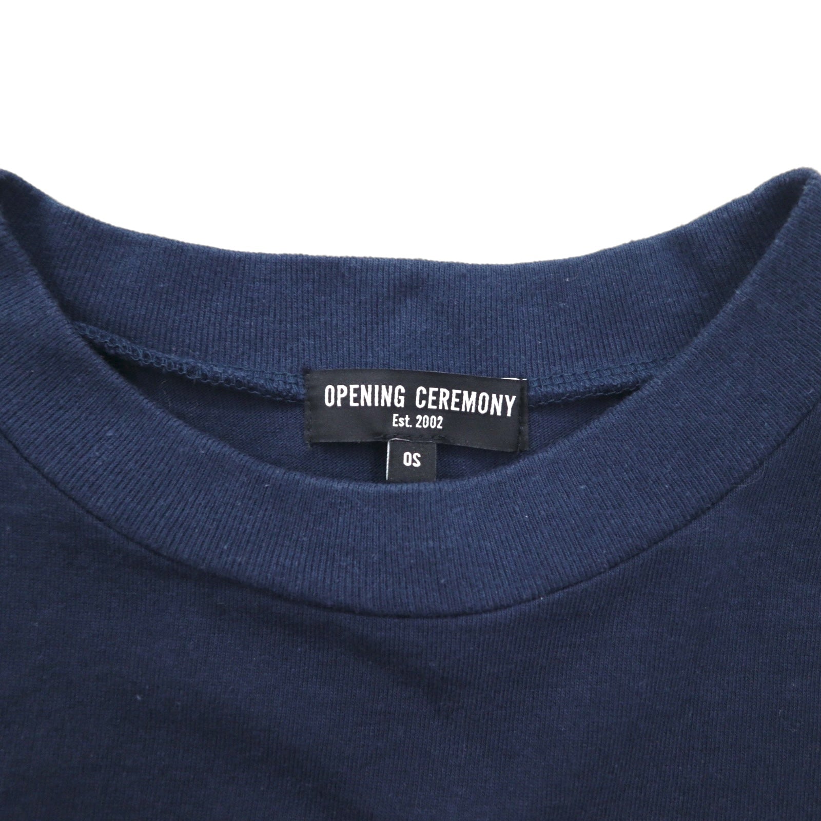 OPENING CEREMONY T-shirt crop con logo a costine S blu navy cotone Made in Japan
