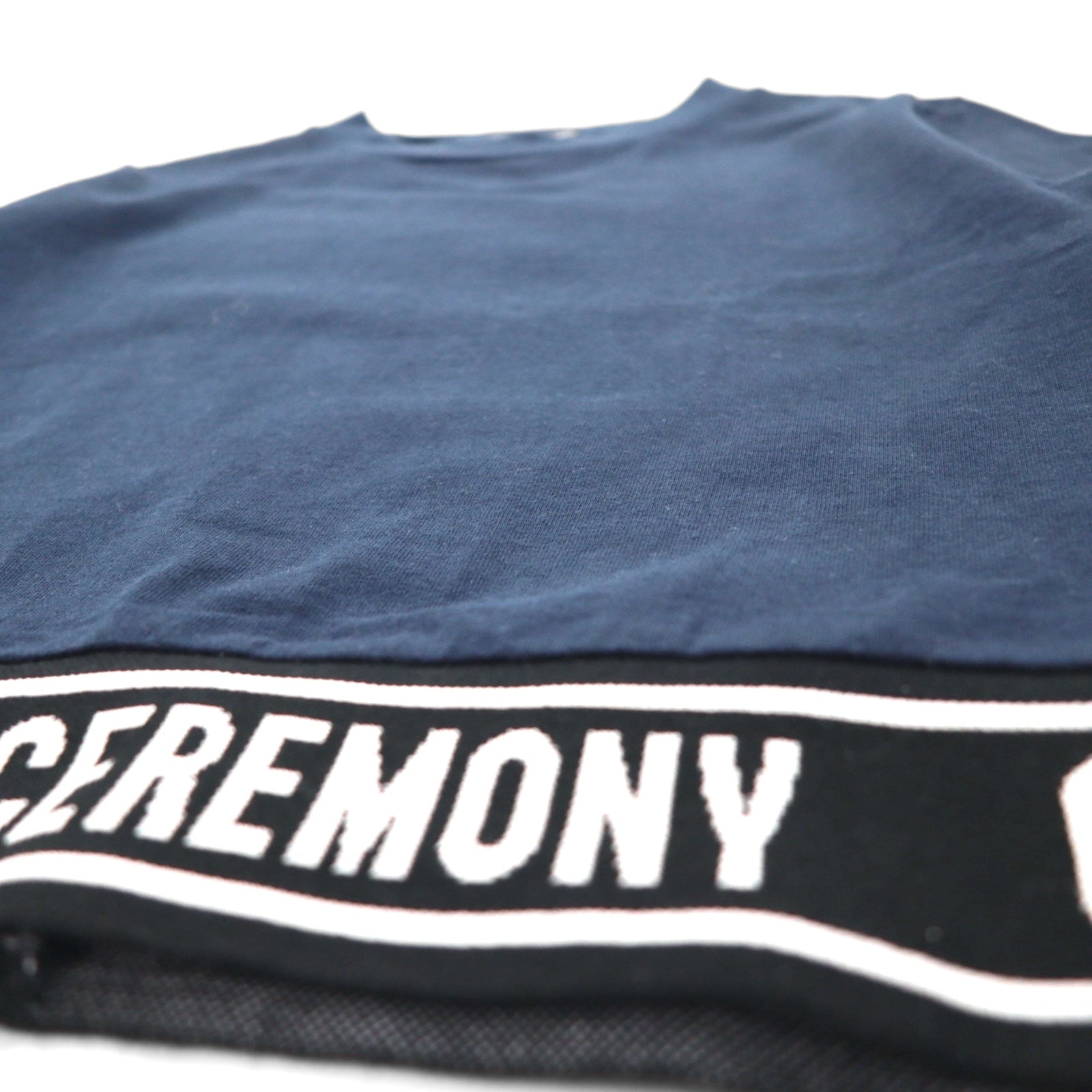 OPENING CEREMONY T-shirt crop con logo a costine S blu navy cotone Made in Japan