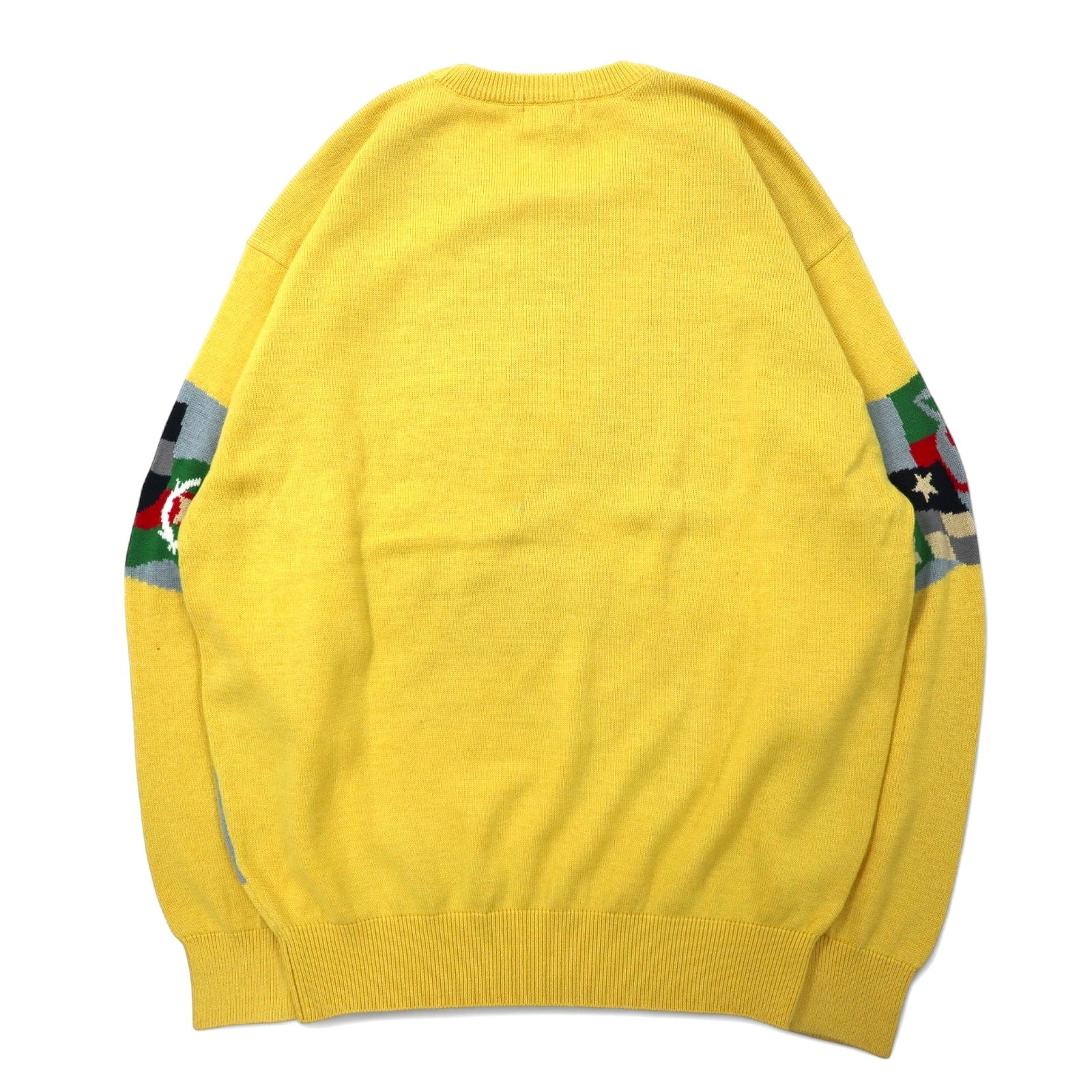 adabat anni '90, maglione in cotone lavorato a maglia fantasia, taglia 3, giallo