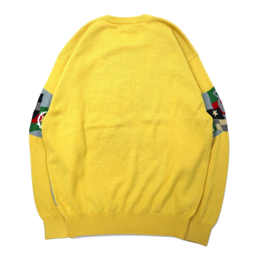 adabat anni '90, maglione in cotone lavorato a maglia fantasia, taglia 3, giallo