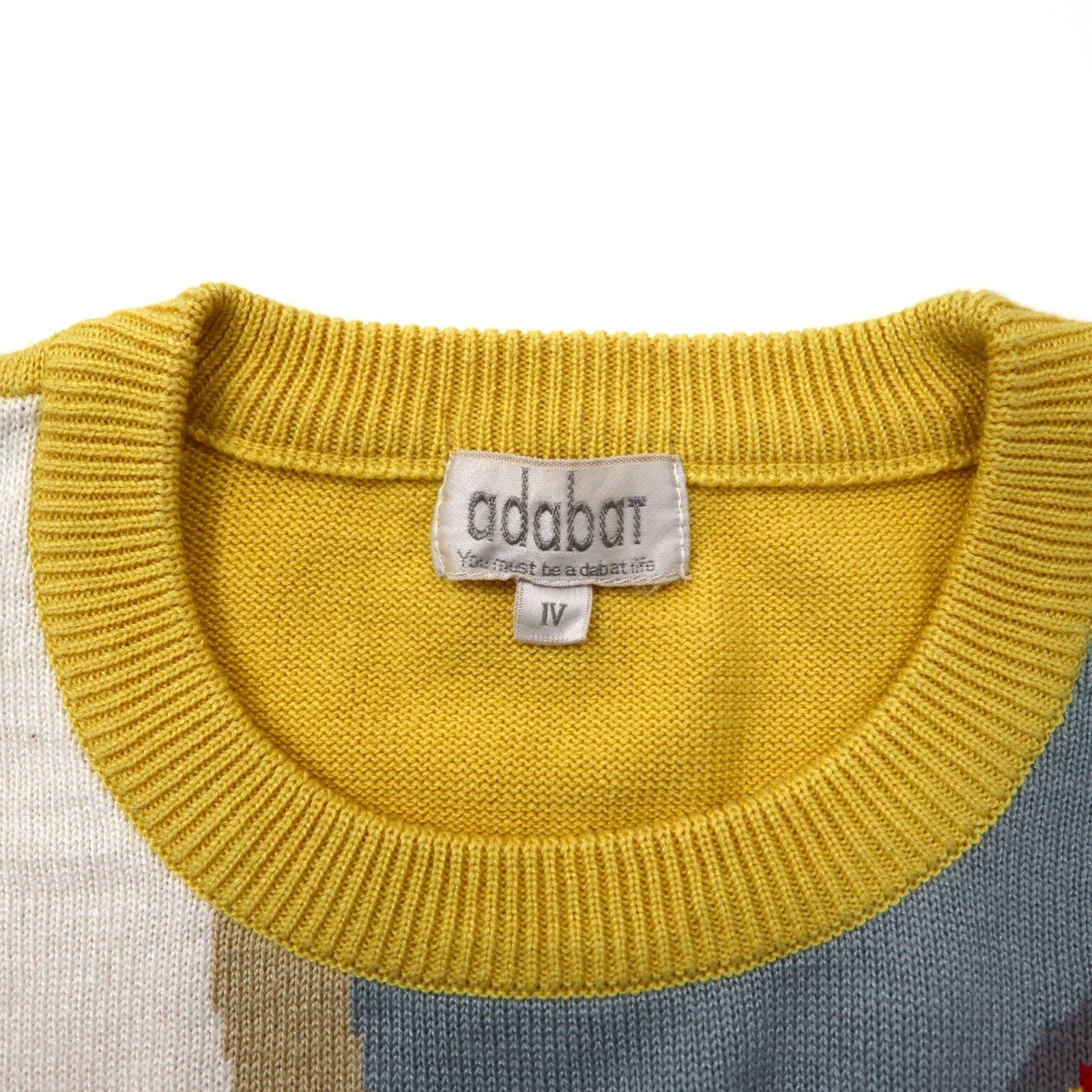adabat anni '90, maglione in cotone lavorato a maglia fantasia, taglia 3, giallo