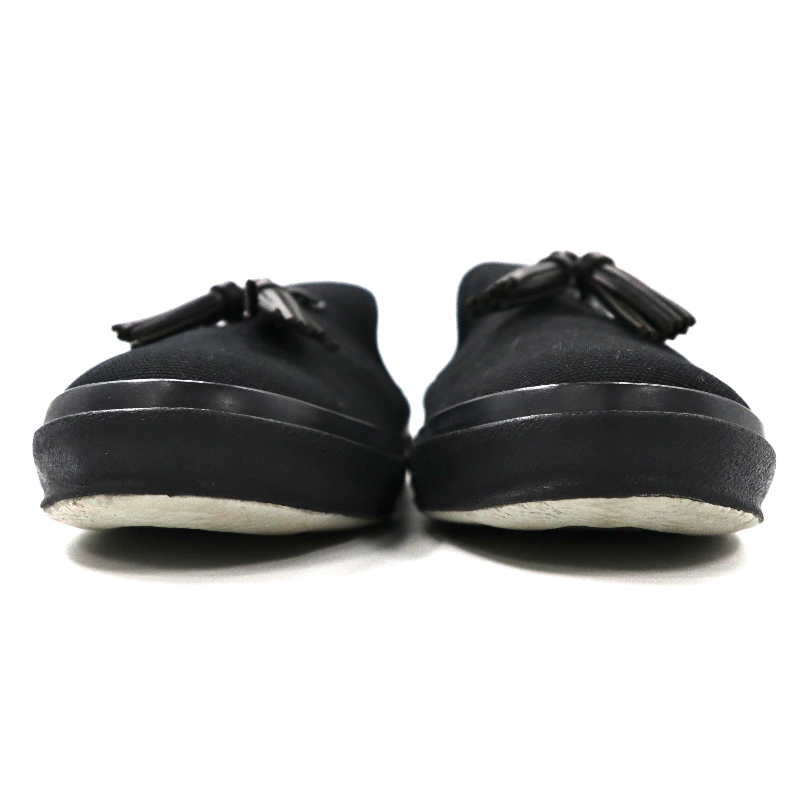 Hender Scheme タッセルローファー ミュール 27.5-28cm ブラック キャンバス PARALLEL / PEAK with tassels 8AHR 日本製