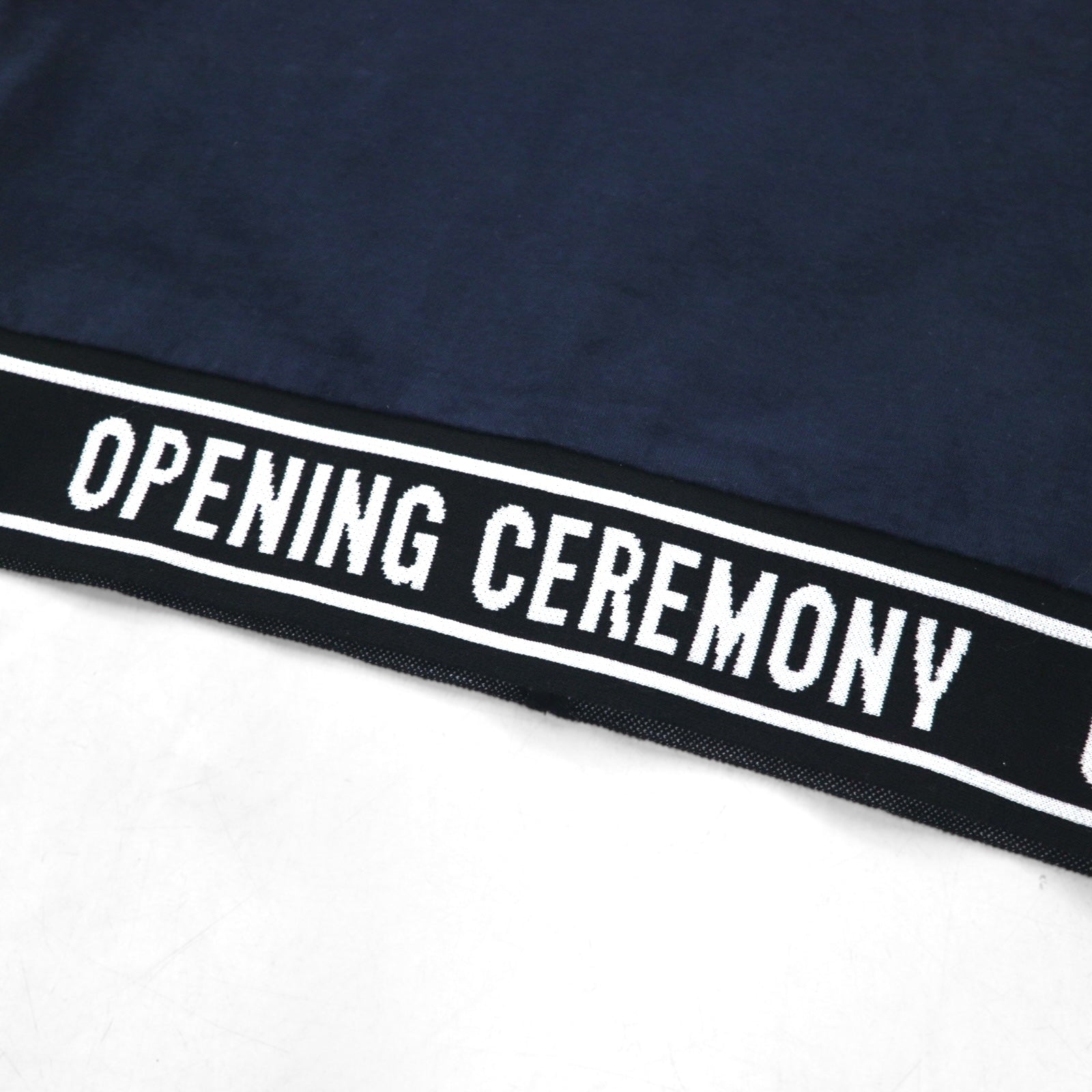 OPENING CEREMONY T-shirt crop con logo a costine S blu navy cotone Made in Japan