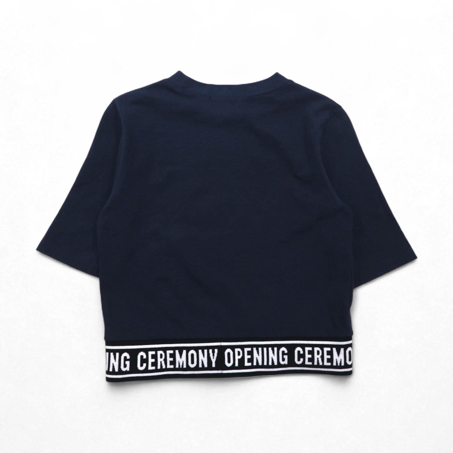 OPENING CEREMONY T-shirt crop con logo a costine S blu navy cotone Made in Japan