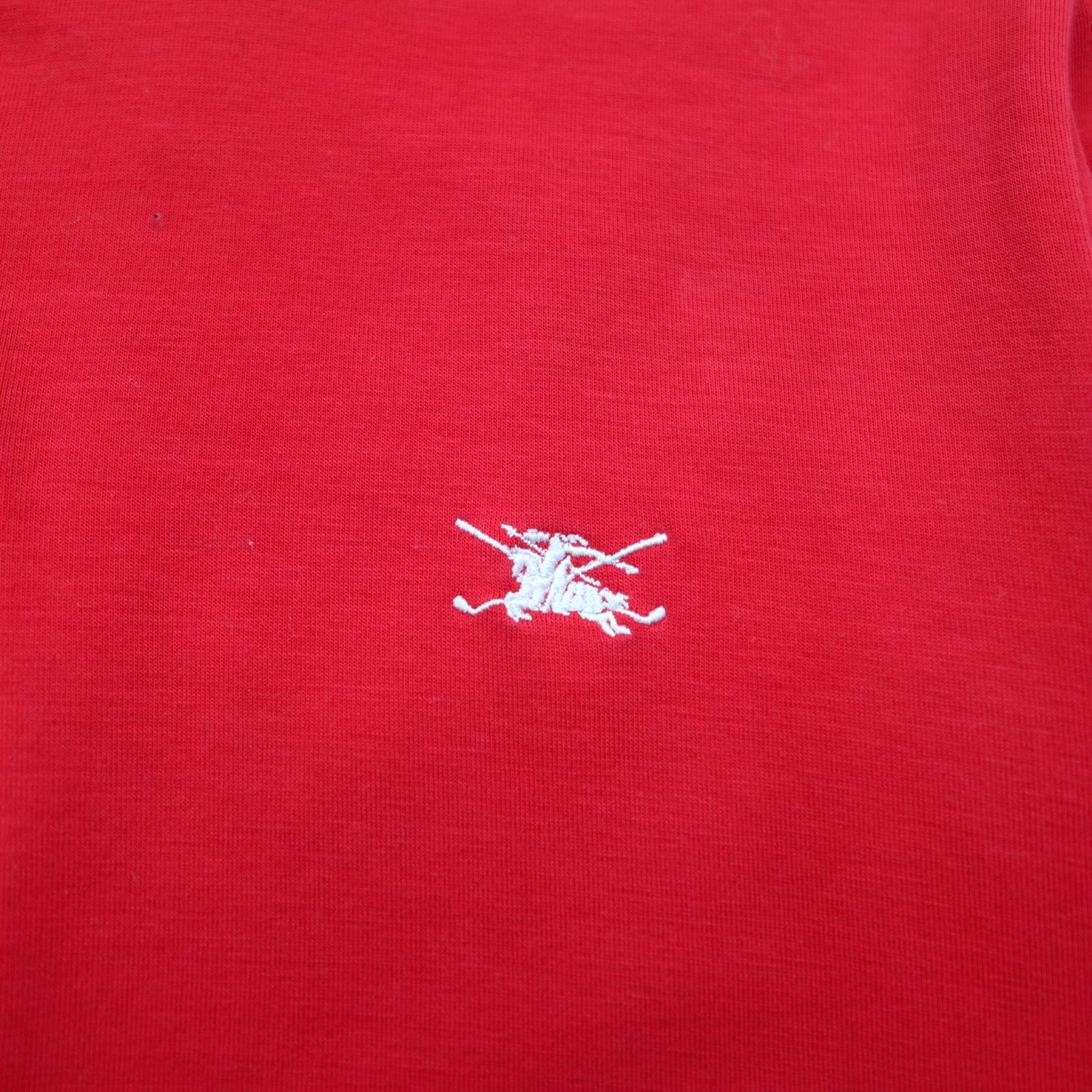 BURBERRY GOLF T-shirt a maniche lunghe con colletto alto e mezza abbottonatura, taglia LL, rossa, in cotone elasticizzato, made in Japan