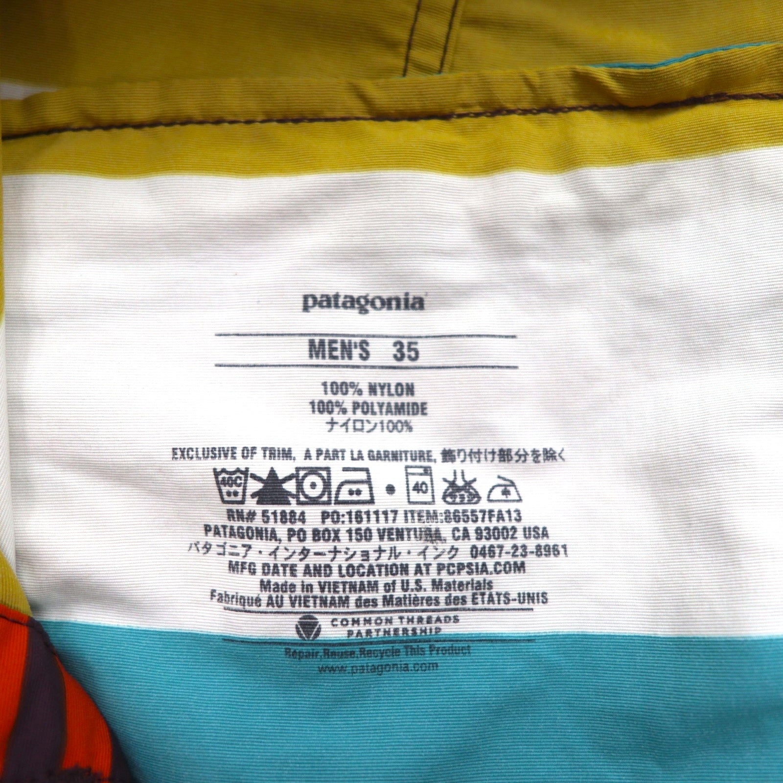 patagonia Wavefarer Board Shorts pantaloncini L multicolore a righe nylon 86557
