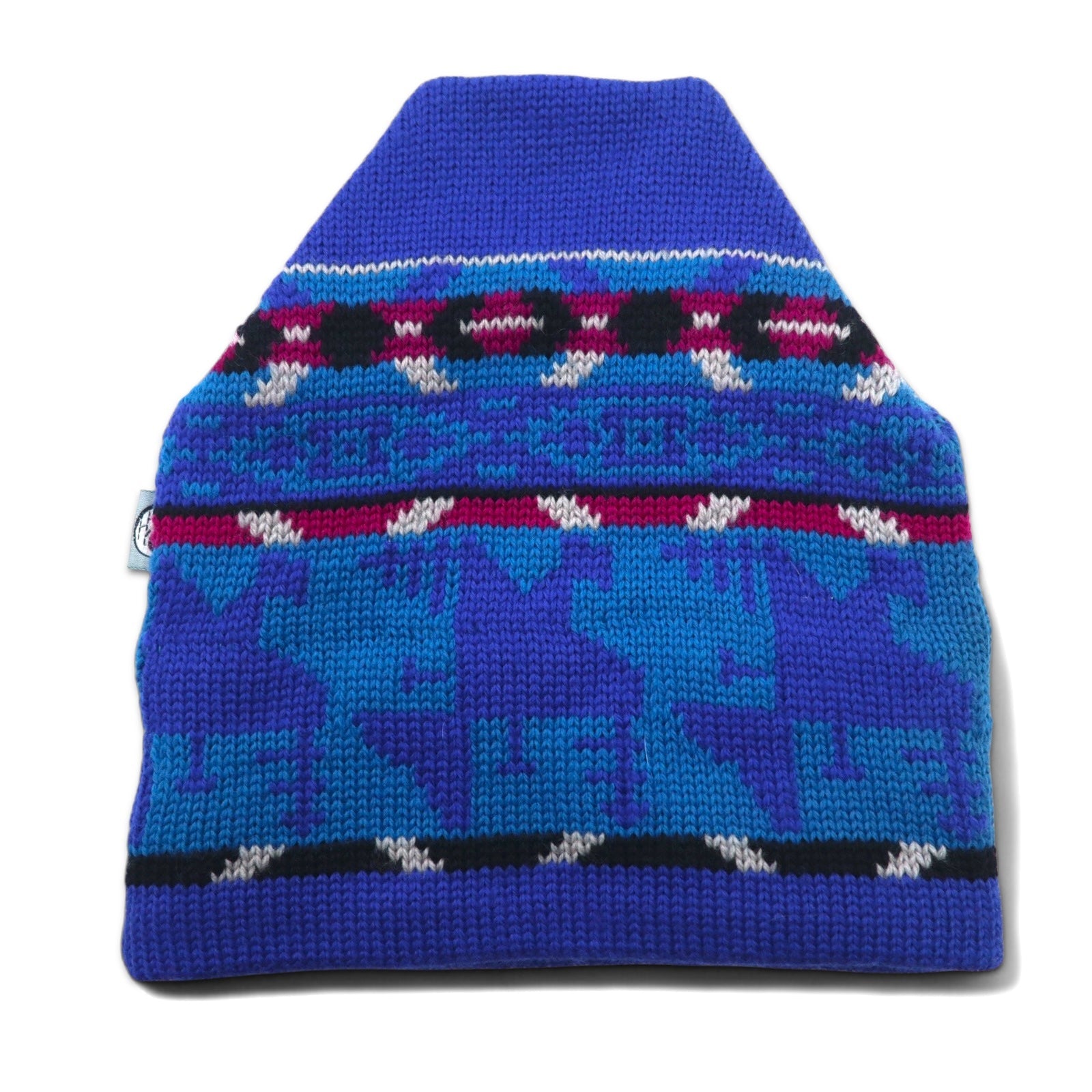 Anni '90, USA, IGLOOS, berretto in maglia con motivo nordico, beanie, blu, lana
