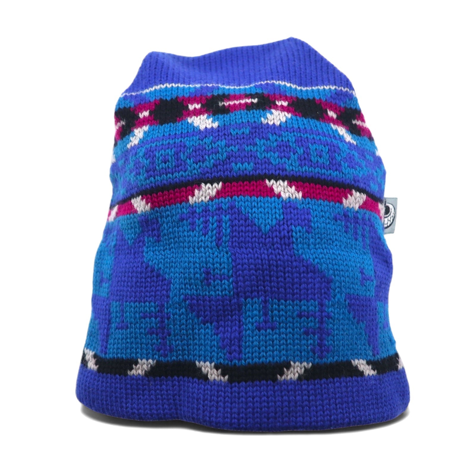Anni '90, USA, IGLOOS, berretto in maglia con motivo nordico, beanie, blu, lana