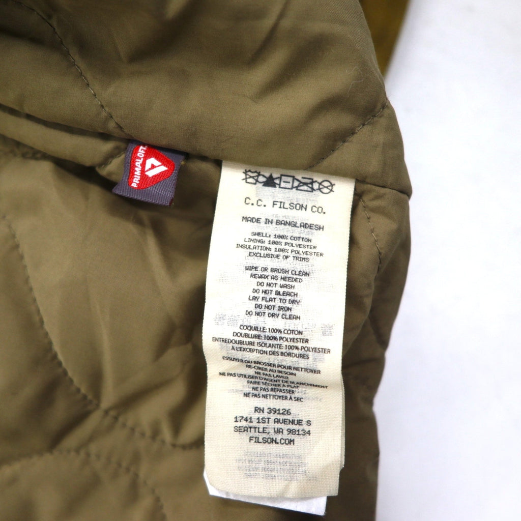 FILSON ティンクロス プリマロフト PRIMALOFT インサレーション 中綿 ベスト L オイルド ダブルジップ ドローコード TIN CLOTH VEST 20248735